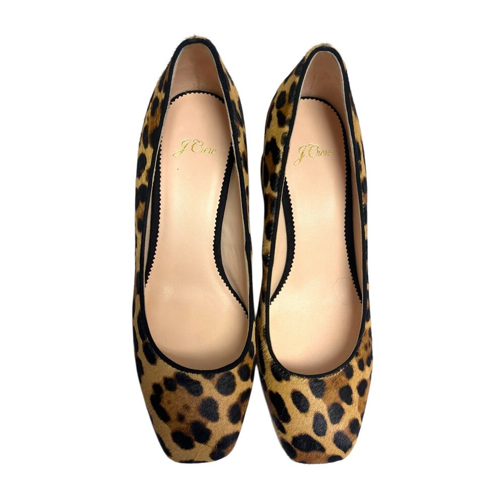 J Crew Leopard Calf Hair Block-Heel Celia Pumps Heels | Womens 8  *EUC* - Picture 4 of 13
